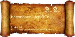 Mecsnober Urbán névjegykártya